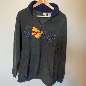Vintage Disney Store Embroidered Winnie the Pooh 1/4 Zip Sweater